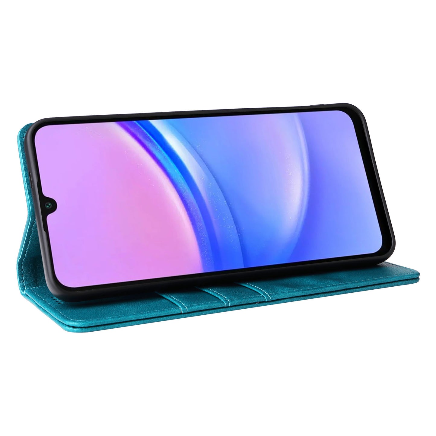 For Samsung Galaxy A16 5G / A16 4G Case RFID Blocking PU Leather Phone Wallet Cover - Peacock Blue