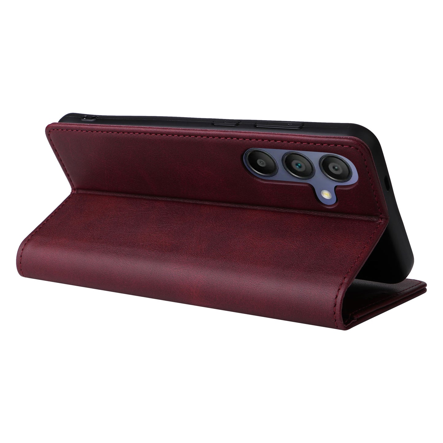 For Samsung Galaxy A16 5G / A16 4G Case RFID Blocking PU Leather Phone Wallet Cover - Wine Red
