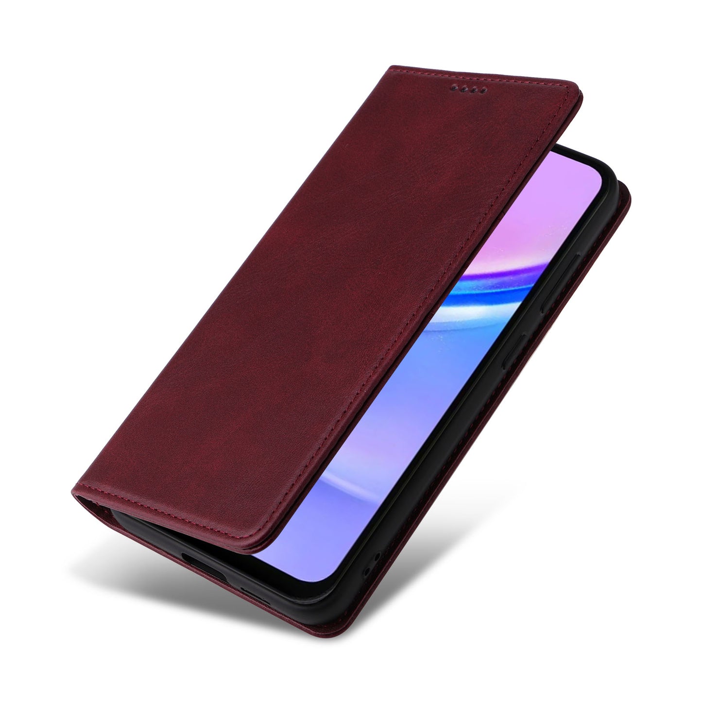 For Samsung Galaxy A16 5G / A16 4G Case RFID Blocking PU Leather Phone Wallet Cover - Wine Red