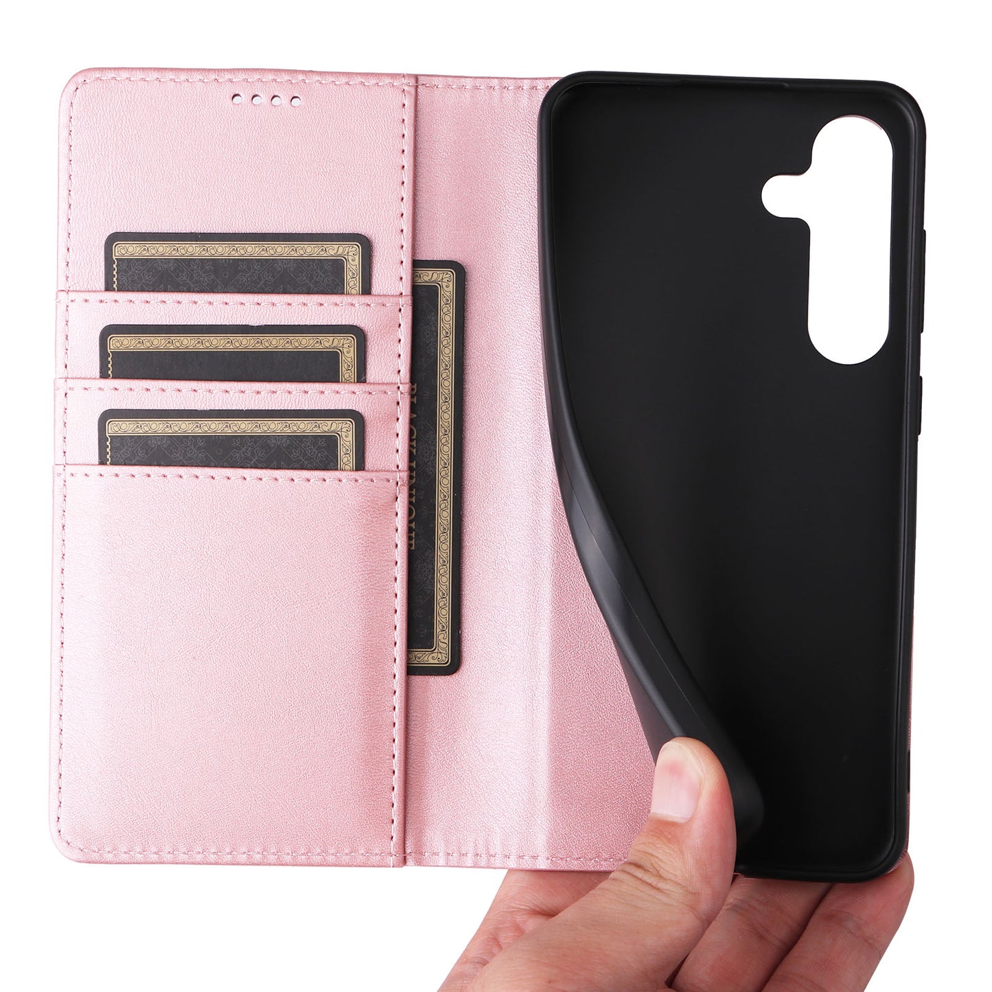 For Samsung Galaxy A16 5G / A16 4G Case RFID Blocking PU Leather Phone Wallet Cover - Pink