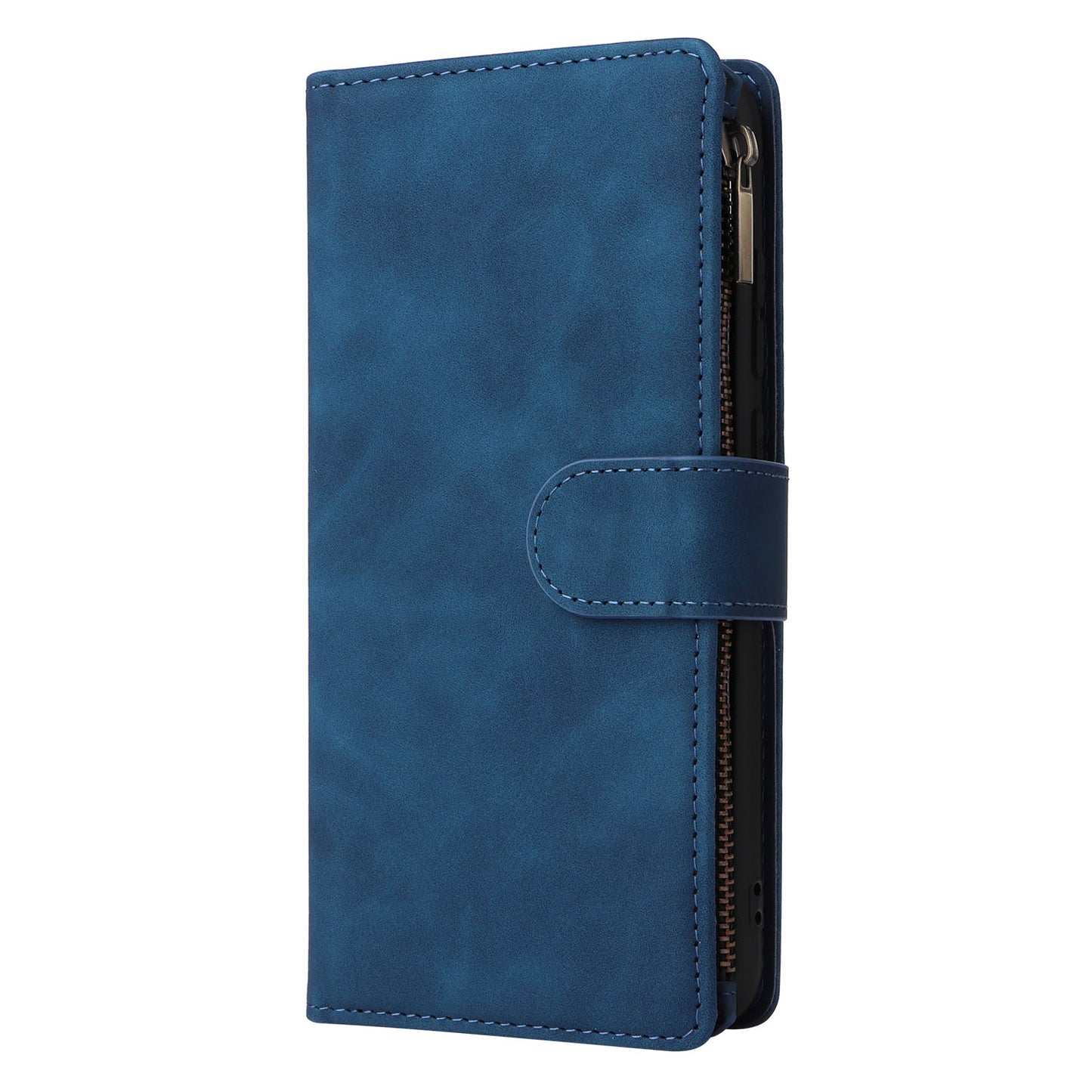 For Samsung Galaxy A06 Case Zipper Wallet Multiple Card Slots Leather Phone Cover - Blue