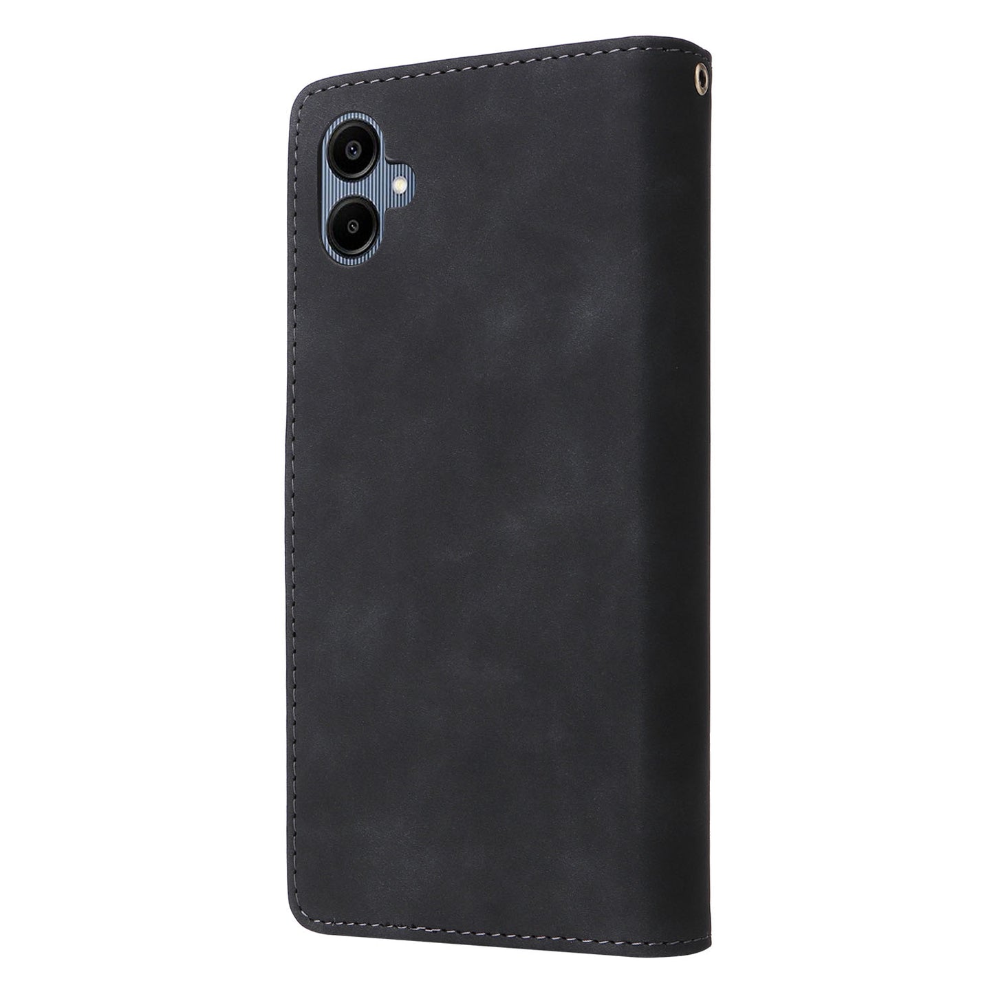 For Samsung Galaxy A06 Case Zipper Wallet Multiple Card Slots Leather Phone Cover - Black