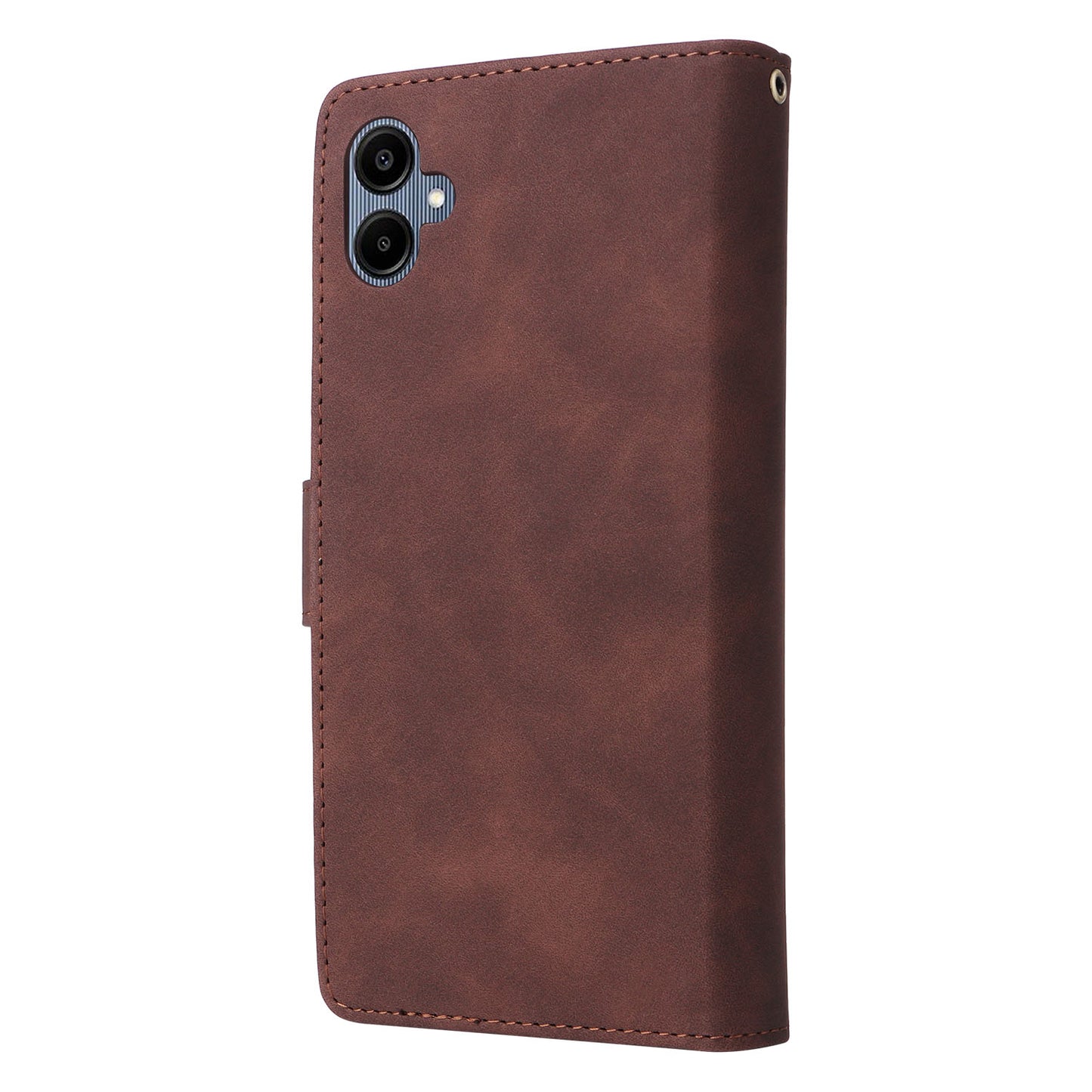 For Samsung Galaxy A06 Case Zipper Wallet Multiple Card Slots Leather Phone Cover - Coffee