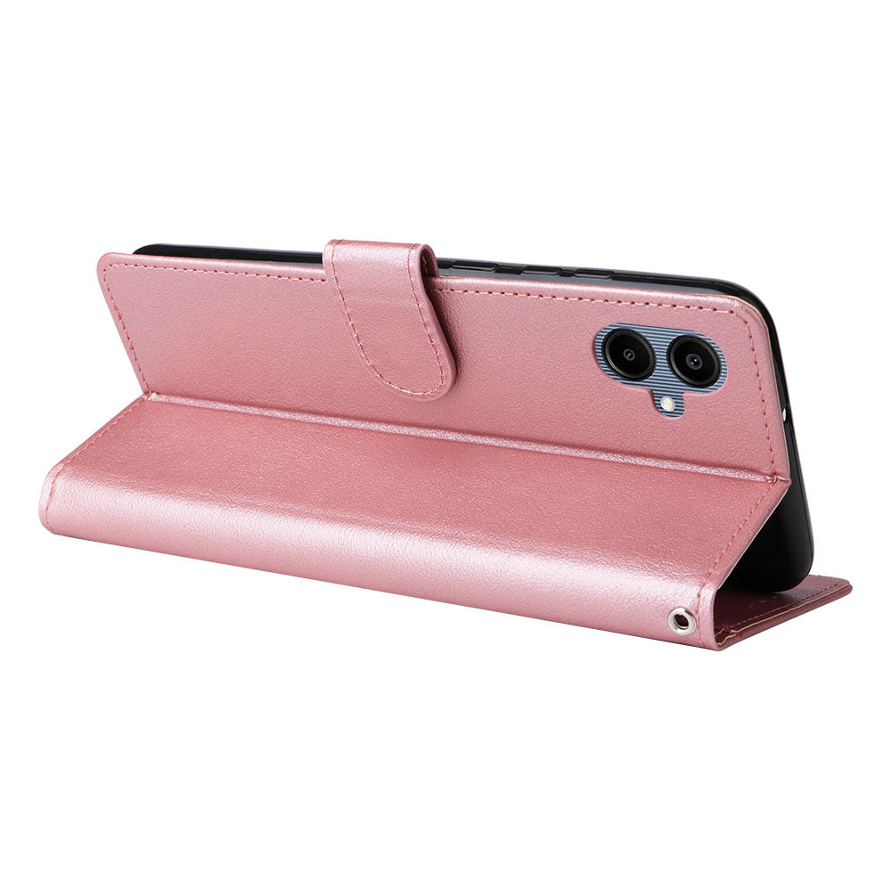 For Samsung Galaxy A06 Case Wallet Stand View PU Leather Phone Cover - Rose Gold