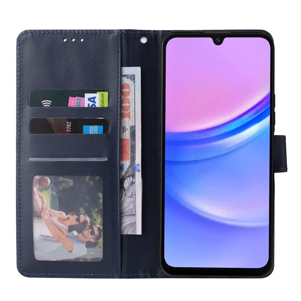For Samsung Galaxy A16 5G / A16 4G Case Wallet Stand View PU Leather Phone Cover - Blue