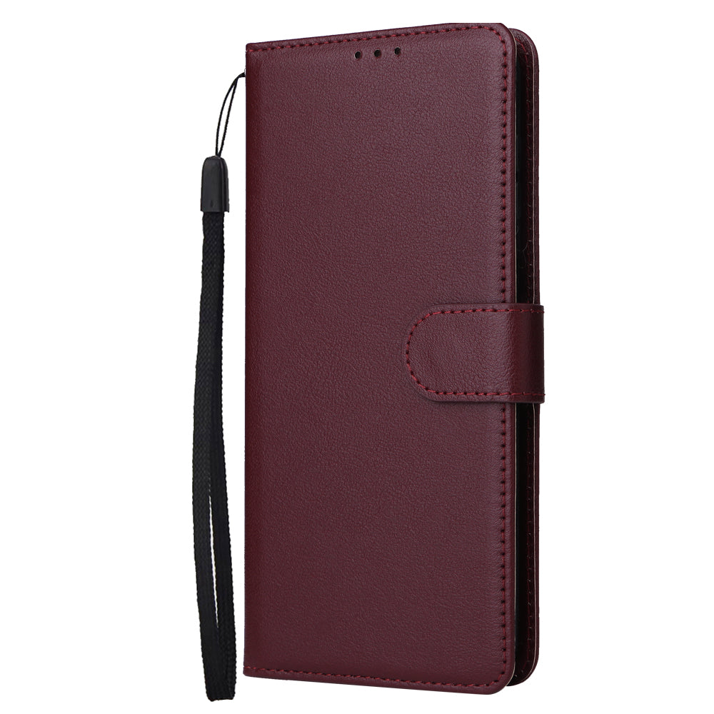 For Samsung Galaxy A16 5G / A16 4G Case Wallet Stand View PU Leather Phone Cover - Wine Red
