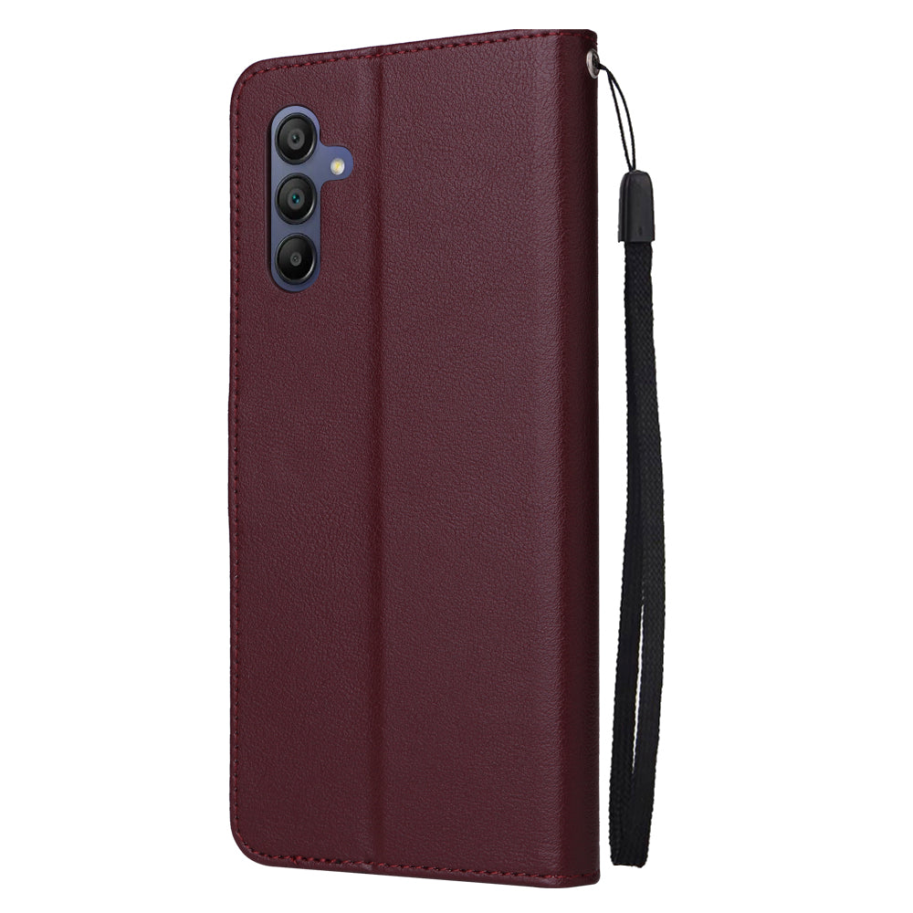 For Samsung Galaxy A16 5G / A16 4G Case Wallet Stand View PU Leather Phone Cover - Wine Red