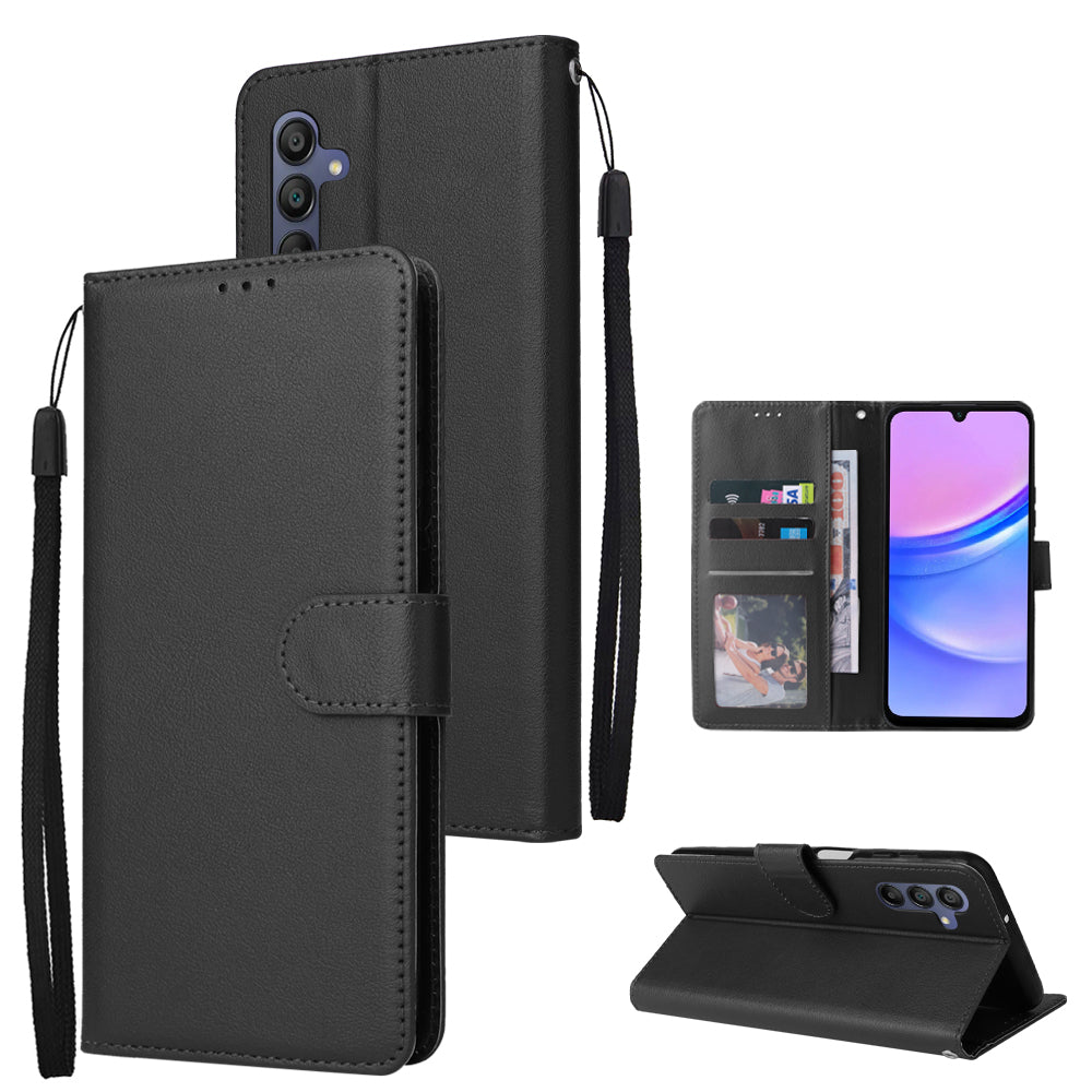 For Samsung Galaxy A16 5G / A16 4G Case Wallet Stand View PU Leather Phone Cover - Black