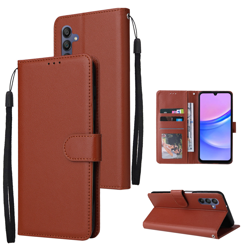 For Samsung Galaxy A16 5G / A16 4G Case Wallet Stand View PU Leather Phone Cover - Brown