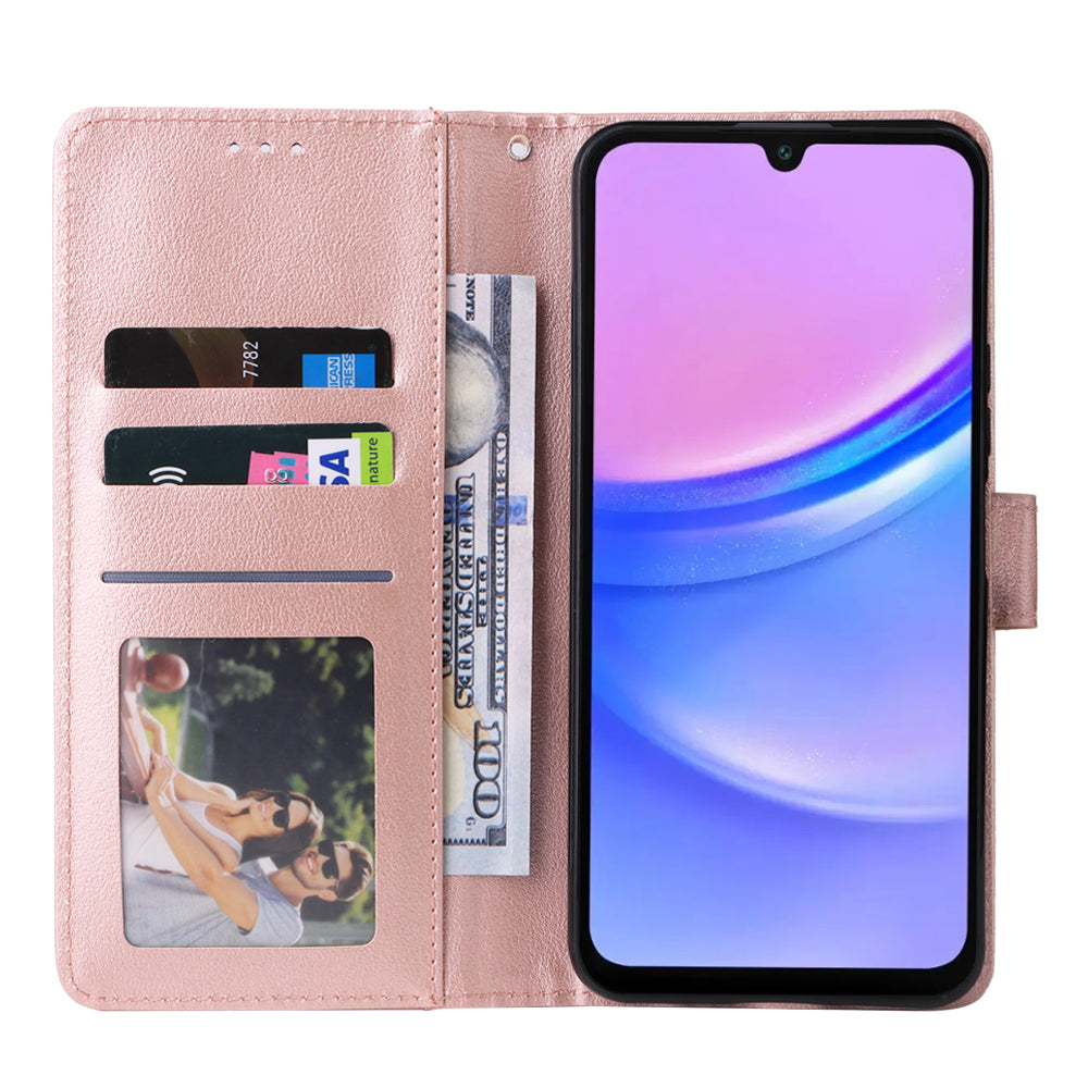 For Samsung Galaxy A16 5G / A16 4G Case Wallet Stand View PU Leather Phone Cover - Rose Gold