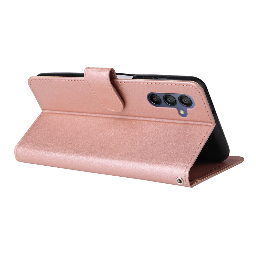 For Samsung Galaxy A16 5G / A16 4G Case Wallet Stand View PU Leather Phone Cover - Rose Gold