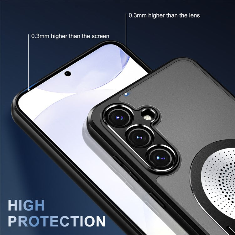 For Samsung Galaxy S24 FE Magnetic Case Heat Dissipation Aromatherapy Kickstand Silicone+PC Phone Cover - Black