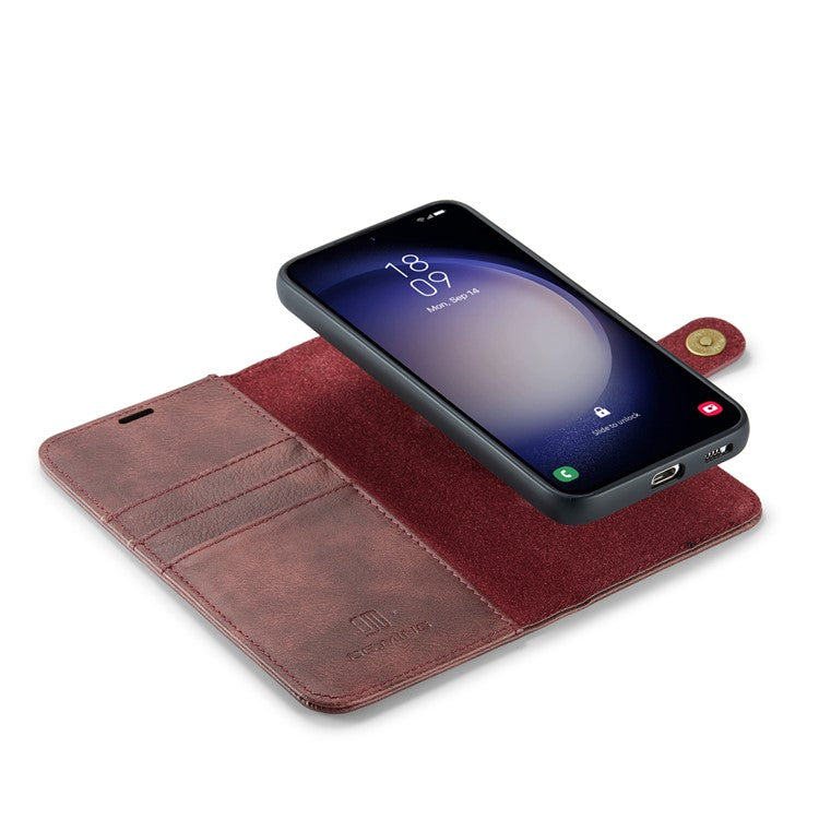 DG.MING for Samsung Galaxy S24 FE Case Detachable Split Leather Phone Cover - Red