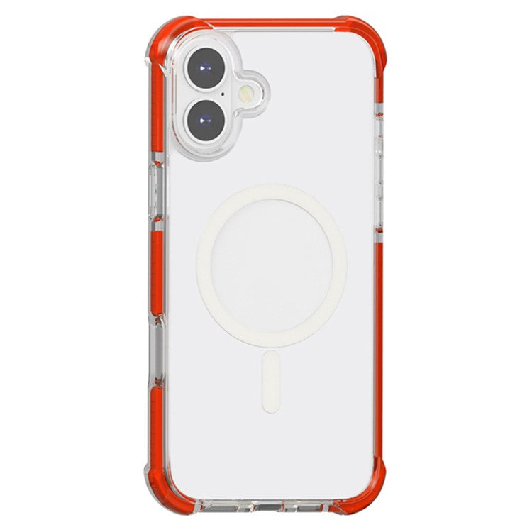 For iPhone 16 Plus Case Compatible with MagSafe Reinforced Corners TPU+Acrylic+TPE Phone Cover - Red
