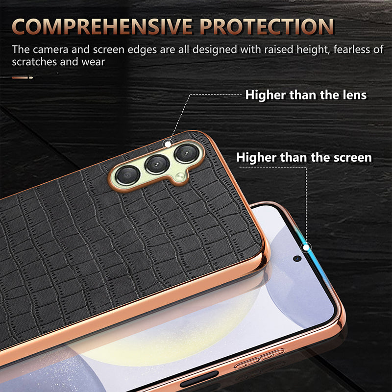 AZNS For Samsung Galaxy A16 5G / A16 4G Case Electroplating Crocodile Texture PU+TPU Phone Cover - White