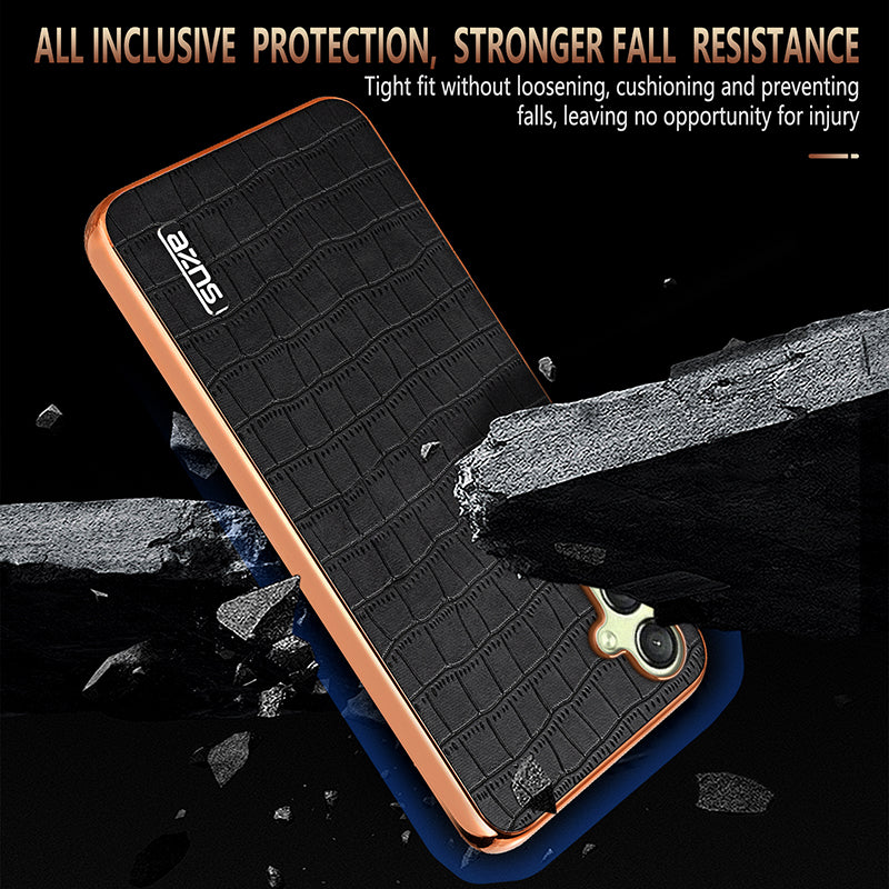 AZNS For Samsung Galaxy A16 5G / A16 4G Case Electroplating Crocodile Texture PU+TPU Phone Cover - White
