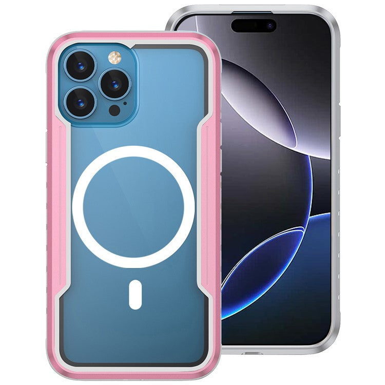 Thunder 1 Series For iPhone 16 Pro Case Compatible with MagSafe PC+TPU Clear Back Cover - Rose Gold