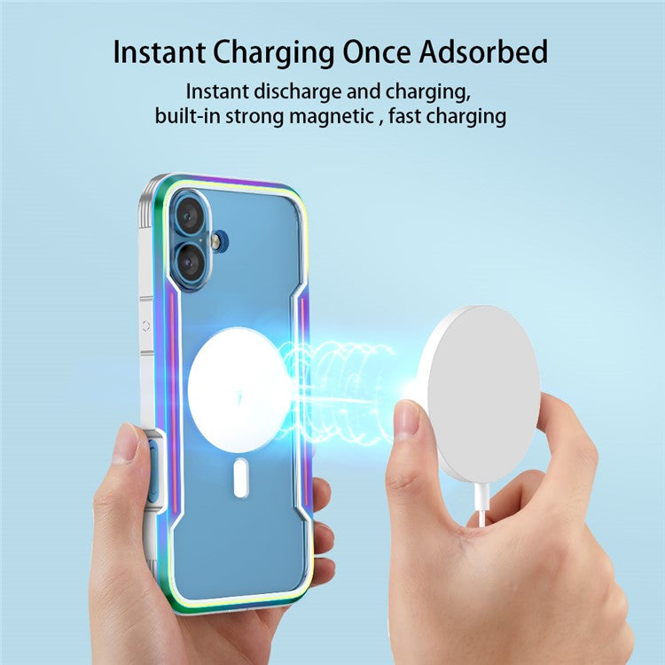 Thunder 1 Series For iPhone 16 Pro Case Compatible with MagSafe PC+TPU Clear Back Cover - Rose Gold