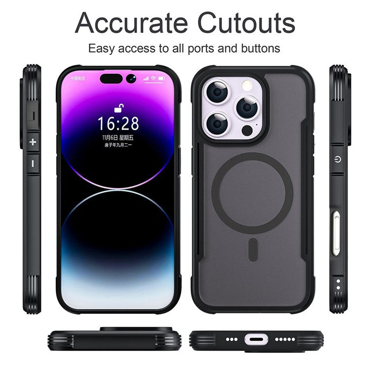 Thunder 3 Series For iPhone 16 Pro Case Compatible with MagSafe Skin-touch PC+TPU Phone Cover - Green