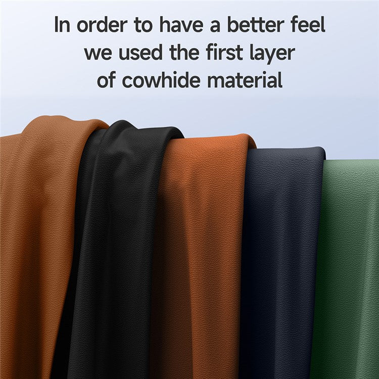 For iPhone 16 Case Compatible with MagSafe Genuine Cow Leather+PC Kickstand Phone Cover - Green