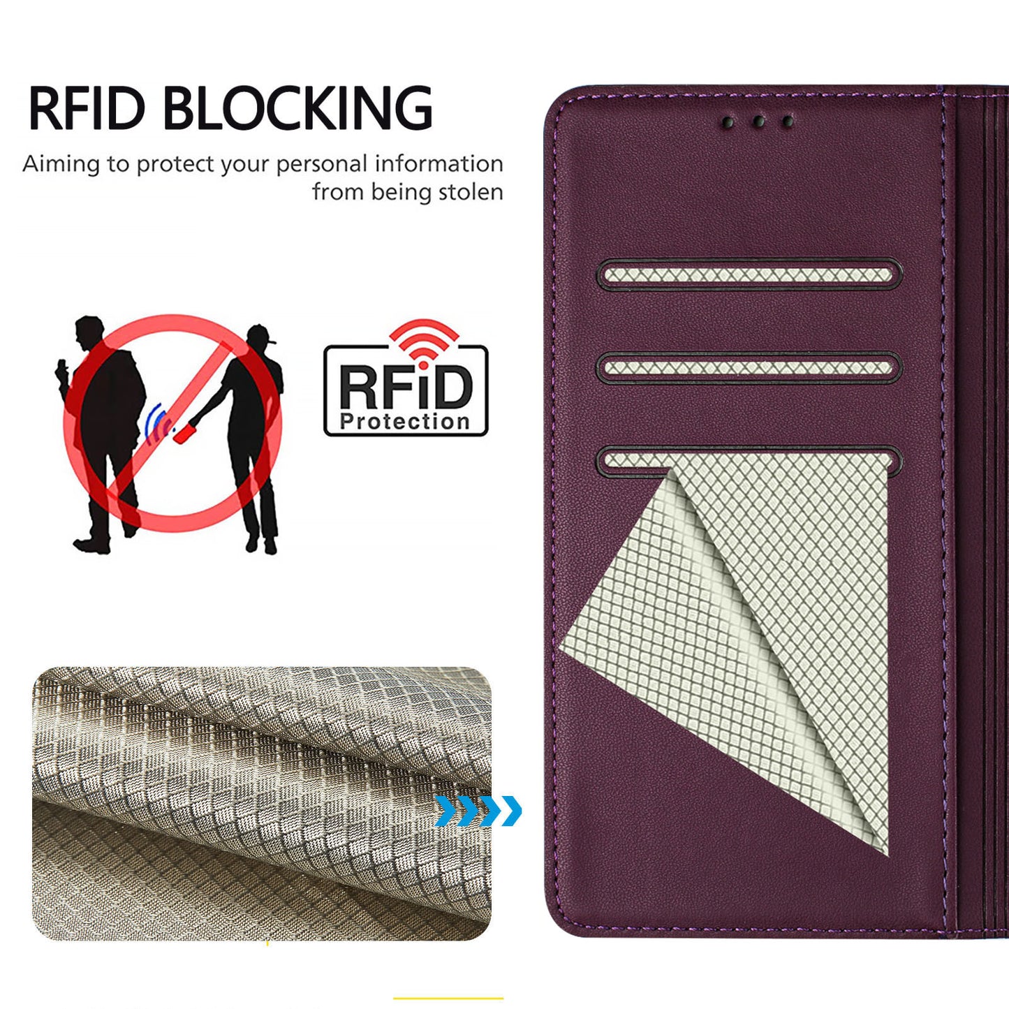 For Samsung Galaxy A16 5G / A16 4G Case Imprinted Honeycomb RFID Blocking Leather Phone Cover with Strap - Dark Purple
