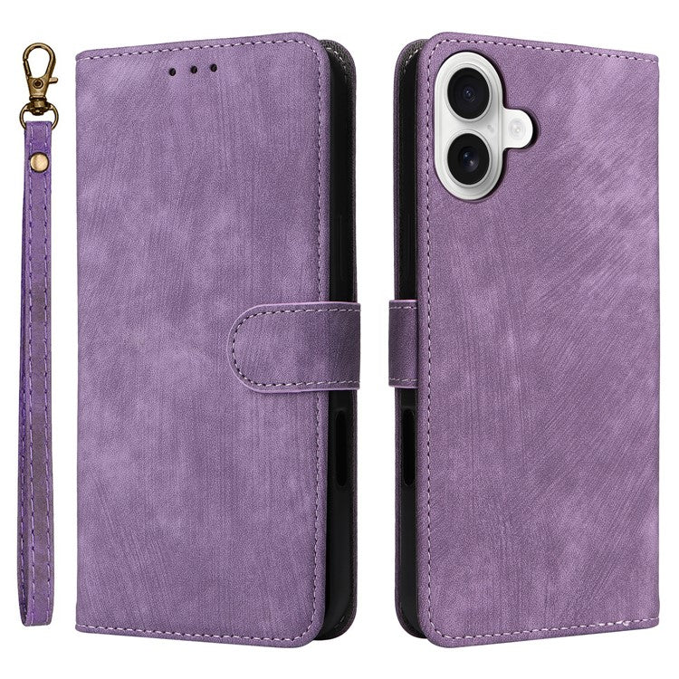 For iPhone 16 Wallet Case RFID Blocking PU Leather Cover Stand View - Purple