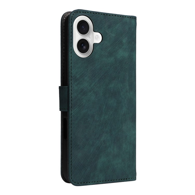 For iPhone 16 Wallet Case RFID Blocking PU Leather Cover Stand View - Green