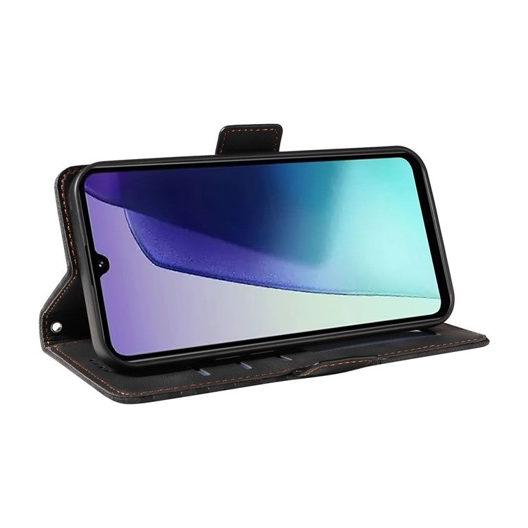 For Xiaomi Poco C75 4G / Redmi 14R 5G / 14C 4G Case PU Leather Phone Cover Rhombus Starry Imprinted - Black