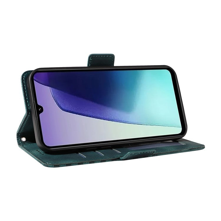 For Xiaomi Poco C75 4G / Redmi 14R 5G / 14C 4G Case PU Leather Phone Cover Rhombus Starry Imprinted - Green