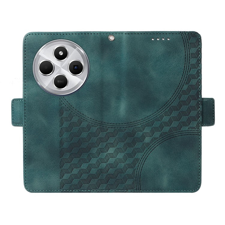 For Xiaomi Poco C75 4G / Redmi 14R 5G / 14C 4G Case PU Leather Phone Cover Rhombus Starry Imprinted - Green