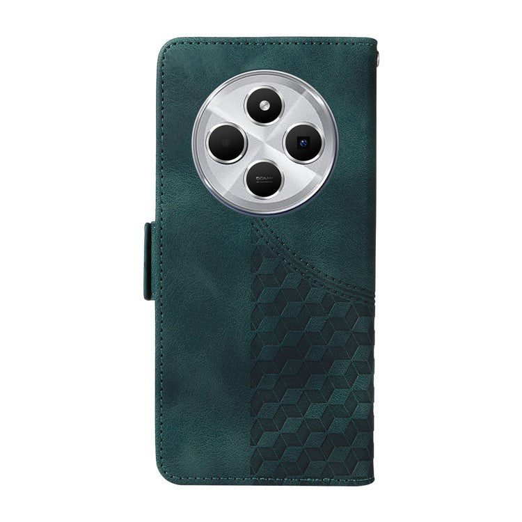 For Xiaomi Poco C75 4G / Redmi 14R 5G / 14C 4G Case PU Leather Phone Cover Rhombus Starry Imprinted - Green