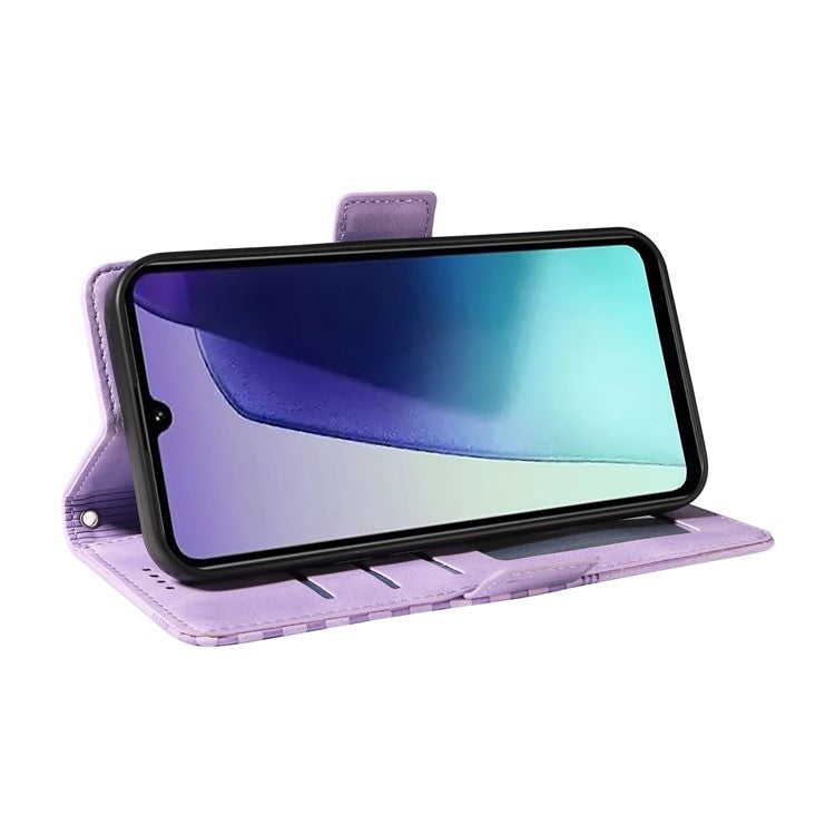 For Xiaomi Poco C75 4G / Redmi 14R 5G / 14C 4G Case PU Leather Phone Cover Rhombus Starry Imprinted - Purple