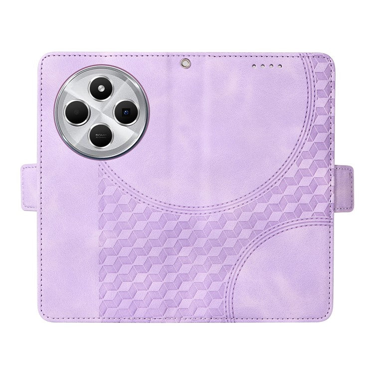 For Xiaomi Poco C75 4G / Redmi 14R 5G / 14C 4G Case PU Leather Phone Cover Rhombus Starry Imprinted - Purple