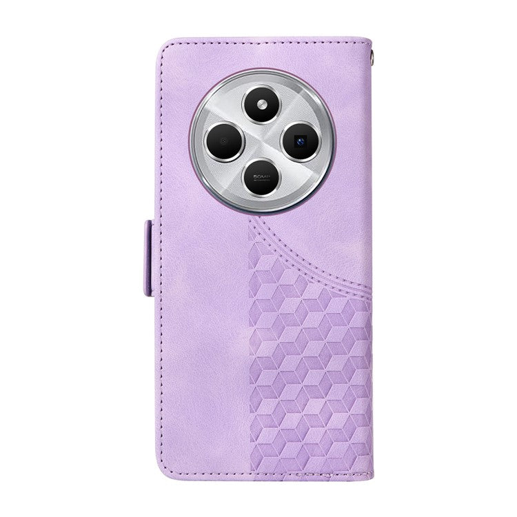 For Xiaomi Poco C75 4G / Redmi 14R 5G / 14C 4G Case PU Leather Phone Cover Rhombus Starry Imprinted - Purple