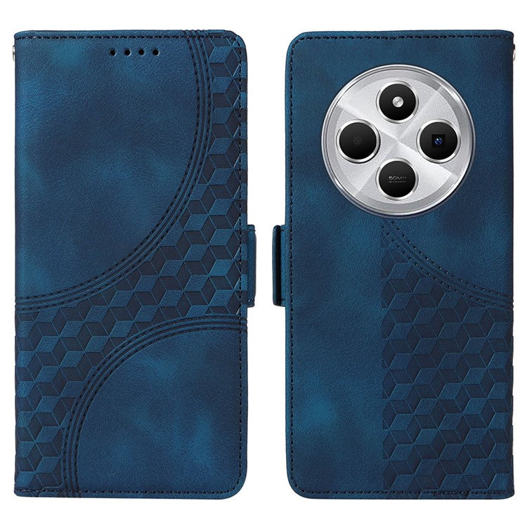For Xiaomi Poco C75 4G / Redmi 14R 5G / 14C 4G Case PU Leather Phone Cover Rhombus Starry Imprinted - Blue