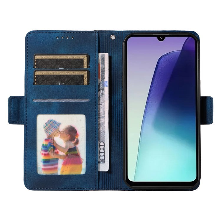 For Xiaomi Poco C75 4G / Redmi 14R 5G / 14C 4G Case PU Leather Phone Cover Rhombus Starry Imprinted - Blue