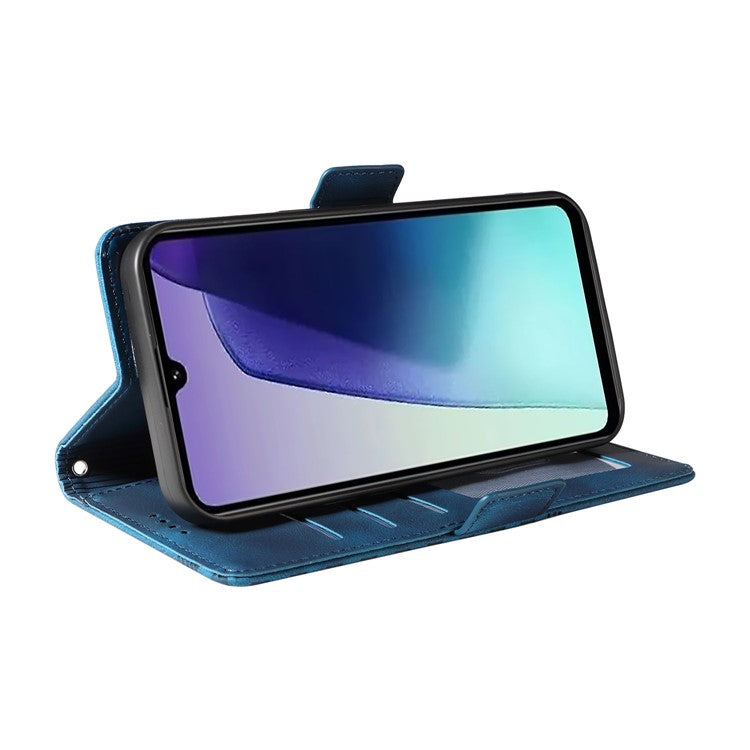 For Xiaomi Poco C75 4G / Redmi 14R 5G / 14C 4G Case PU Leather Phone Cover Rhombus Starry Imprinted - Blue