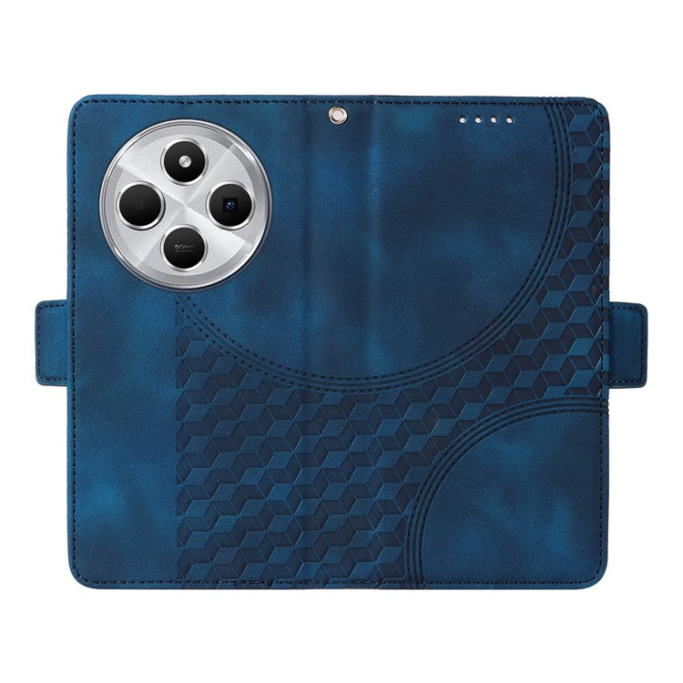 For Xiaomi Poco C75 4G / Redmi 14R 5G / 14C 4G Case PU Leather Phone Cover Rhombus Starry Imprinted - Blue