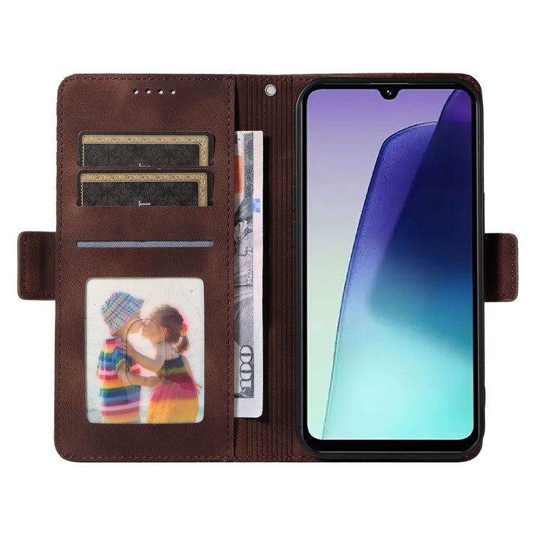 For Xiaomi Poco C75 4G / Redmi 14R 5G / 14C 4G Case PU Leather Phone Cover Rhombus Starry Imprinted - Brown