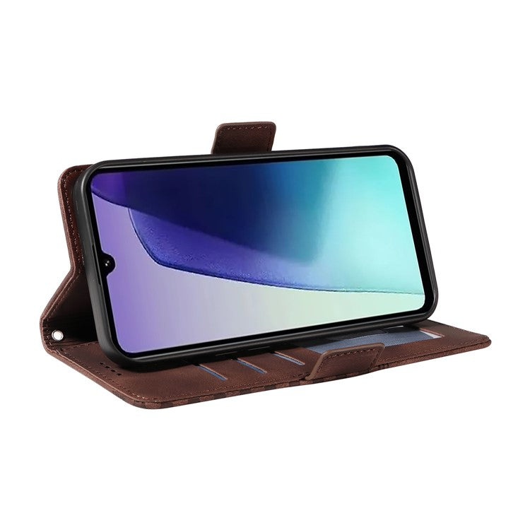 For Xiaomi Poco C75 4G / Redmi 14R 5G / 14C 4G Case PU Leather Phone Cover Rhombus Starry Imprinted - Brown