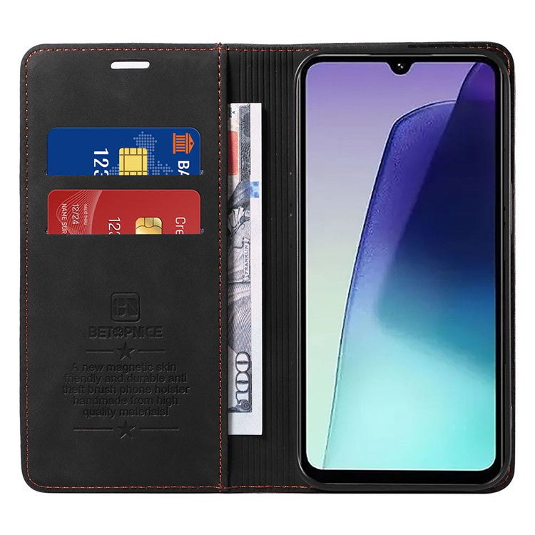 BETOPNICE 003 For Xiaomi Poco C75 4G / Redmi 14R 5G / 14C 4G Wallet Case Leather Phone Cover with Stand - Black
