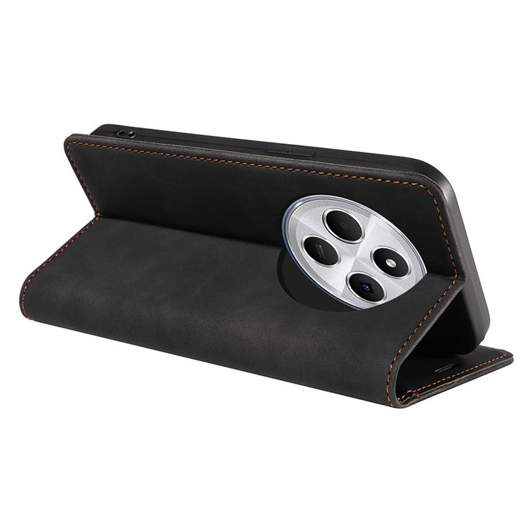 BETOPNICE 003 For Xiaomi Poco C75 4G / Redmi 14R 5G / 14C 4G Wallet Case Leather Phone Cover with Stand - Black