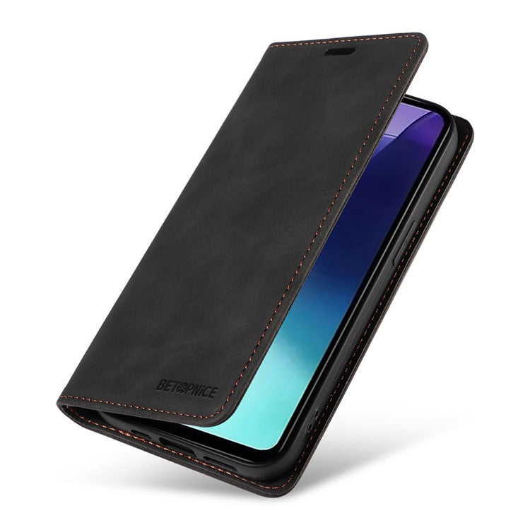 BETOPNICE 003 For Xiaomi Poco C75 4G / Redmi 14R 5G / 14C 4G Wallet Case Leather Phone Cover with Stand - Black