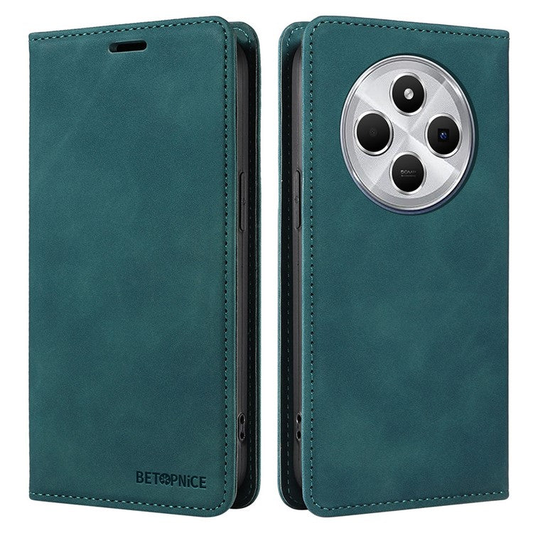 BETOPNICE 003 For Xiaomi Poco C75 4G / Redmi 14R 5G / 14C 4G Wallet Case Leather Phone Cover with Stand - Green