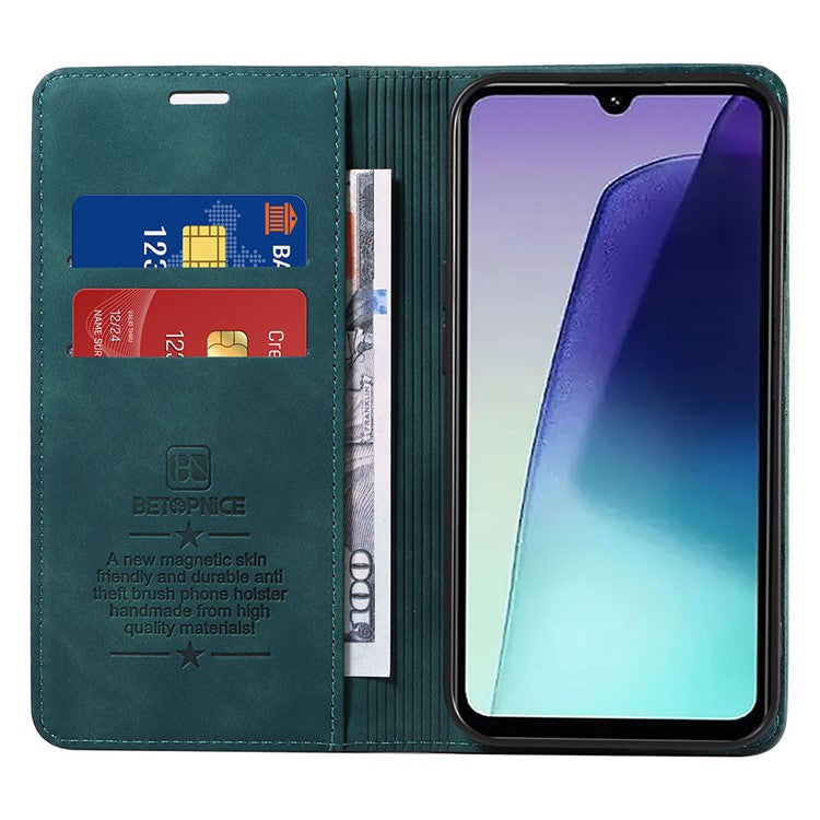 BETOPNICE 003 For Xiaomi Poco C75 4G / Redmi 14R 5G / 14C 4G Wallet Case Leather Phone Cover with Stand - Green