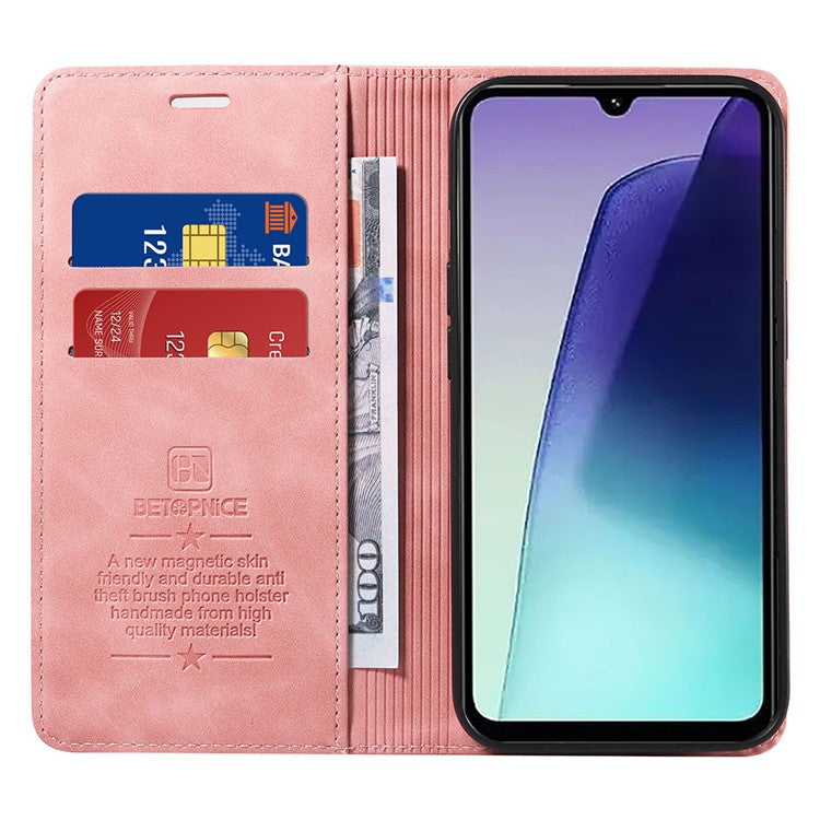 BETOPNICE 003 For Xiaomi Poco C75 4G / Redmi 14R 5G / 14C 4G Wallet Case Leather Phone Cover with Stand - Pink
