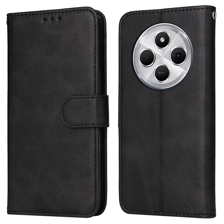 For Xiaomi Poco C75 4G / Redmi 14R 5G / 14C 4G Case Wallet PU Leather Folio Flip Phone Cover - Black