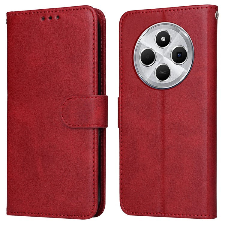 For Xiaomi Poco C75 4G / Redmi 14R 5G / 14C 4G Case Wallet PU Leather Folio Flip Phone Cover - Red