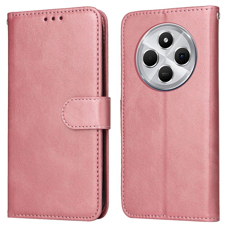 For Xiaomi Poco C75 4G / Redmi 14R 5G / 14C 4G Case Wallet PU Leather Folio Flip Phone Cover - Pink