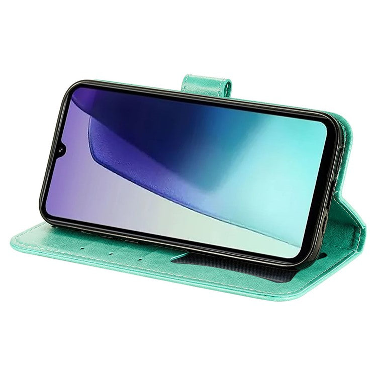 For Xiaomi Poco C75 4G / Redmi 14R 5G / 14C 4G Case PU Leather Wallet Floral Phone Cover Stand View - Green